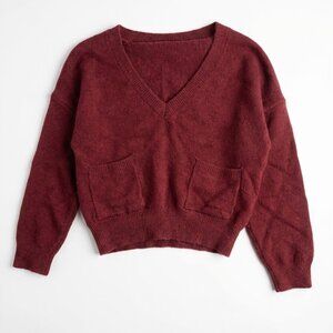 Elegant V-Neck Burgundy Sweater